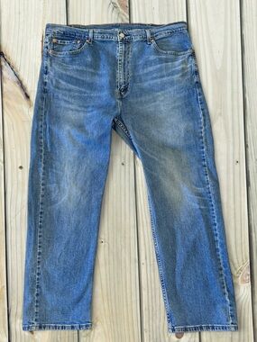 42x 30 Levi’s 505  Straight Leg Jeans Classic Blue Denim Faded Wash